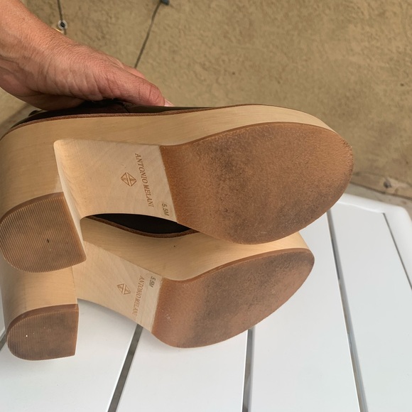 Antonio Melani black leather wood clog boots size 5.5 M - Picture 12 of 16